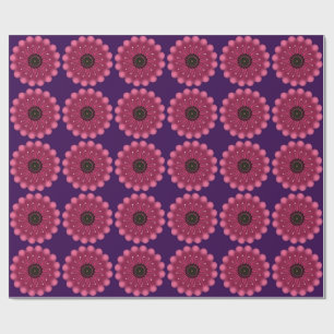 Glanzende Roze Fantasie Bloem Abstracte Neon Blo Cadeaupapier