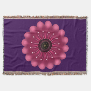 Glanzende Roze Fantasie Bloem   Abstracte Neon Blo Deken