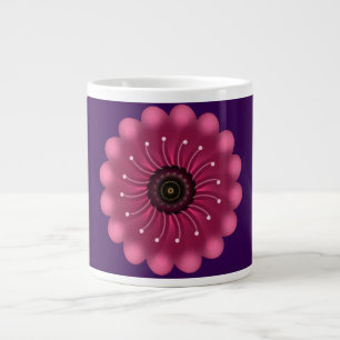 Glanzende Roze Fantasie Bloem   Abstracte Neon Blo Grote Koffiekop