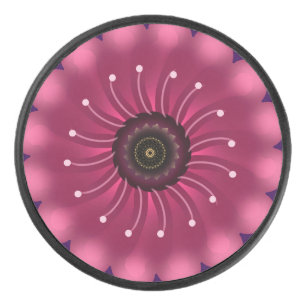 Glanzende Roze Fantasie Bloem Abstracte Neon Blo Hockey Puck