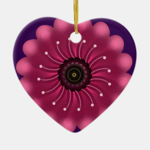 Glanzende Roze Fantasie Bloem Abstracte Neon Blo Keramisch Ornament
