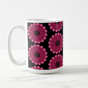 Glanzende Roze Fantasie Bloem   Abstracte Neon Blo Koffiemok