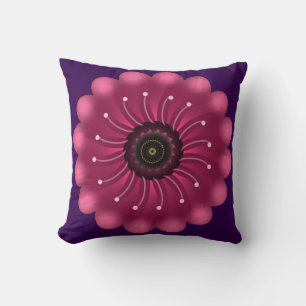 Glanzende Roze Fantasie Bloem   Abstracte Neon Blo Kussen