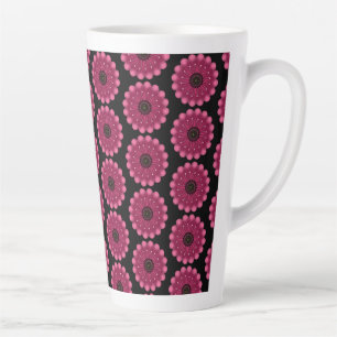 Glanzende Roze Fantasie Bloem   Abstracte Neon Blo Latte Mok