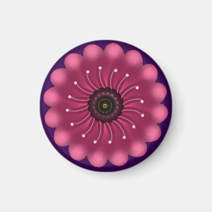 Glanzende Roze Fantasie Bloem Abstracte Neon Blo Magneet
