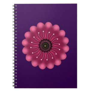 Glanzende Roze Fantasie Bloem Abstracte Neon Blo Notitieboek