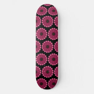 Glanzende Roze Fantasie Bloem   Abstracte Neon Blo Persoonlijk Skateboard