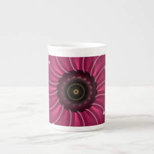 Glanzende Roze Fantasie Bloem   Abstracte Neon Blo Porselein Kop