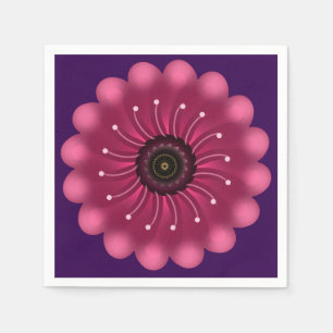 Glanzende Roze Fantasie Bloem Abstracte Neon Blo Servet