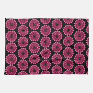 Glanzende Roze Fantasie Bloem   Abstracte Neon Blo Theedoek