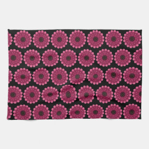 Glanzende Roze Fantasie Bloem Abstracte Neon Blo Theedoek