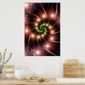 Glanzende Roze Fractale Spiraal Poster (Keuken)