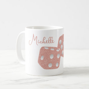 Glanzende Roze Glitter Dobbelstenen Gepersonalisee Koffiemok