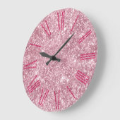 Glanzende Roze Glitter Grote Klok (Hoek)
