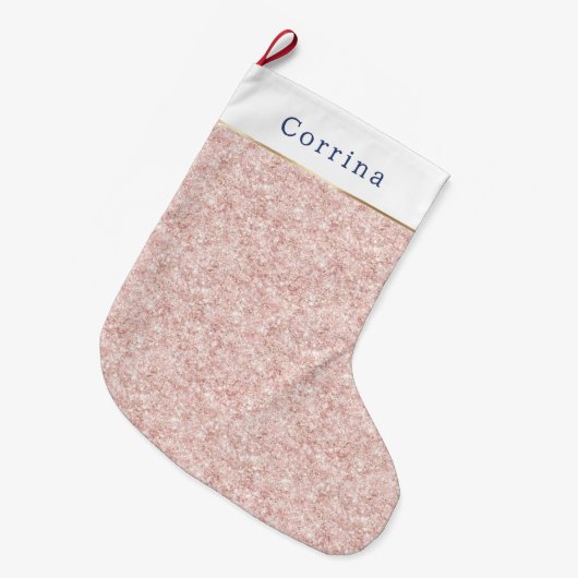 Glanzende Roze Glitter Kerst Grote Kerstsok (Voorkant (Hangend))