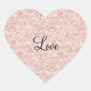 Glanzende Roze Glitter Liefde Hart Sticker
