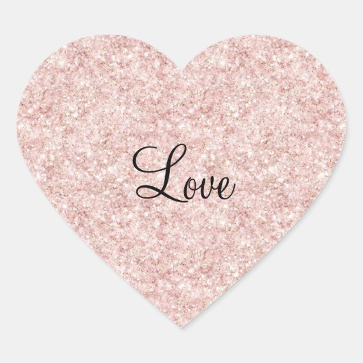 Glanzende Roze Glitter Liefde Hart Sticker (Voorkant)