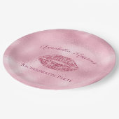 Glanzende Roze Glitter Lippen Bachelorette Papieren Bordje (Gekanteld)