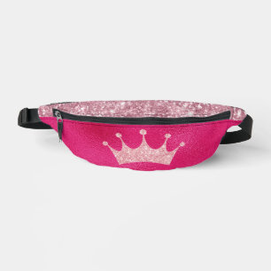 Glanzende Roze Glitter Prinsessen Kroon Heuptasje