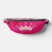 Glanzende Roze Glitter Prinsessen Kroon Heuptasje (Liggend)