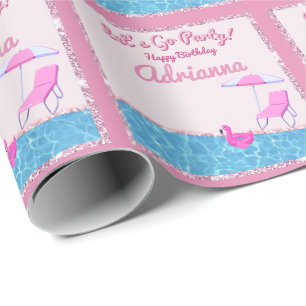Glanzende Roze Glitter Strandfeest Cadeaupapier