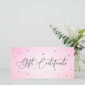 Glanzende Roze Glitter Zakelijke Ciftcertificaat   (Staand voorkant)