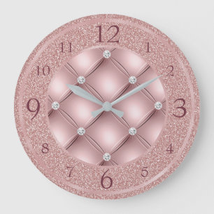 Glanzende Roze Glitters en Diamanten Grote Klok
