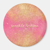 Glanzende Roze Goud Glans en Schittering Magneet (Voorkant)