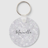 Glanzende Roze Goud Zilver Glitter Aangepaste Mono Sleutelhanger (Achterkant)