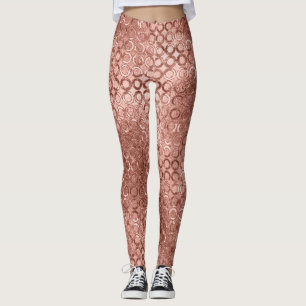 Glanzende Roze Gouden Cirkels Roze Luxe Glans Leggings