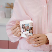 Glanzende roze gouden en witte 3 foto collage koffiemok