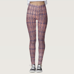 Glanzende Roze Gouden Folie en Lavendel Art Deco Leggings