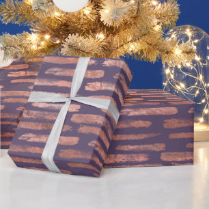 Glanzende roze gouden folie en lavendel penseelstr cadeaupapier