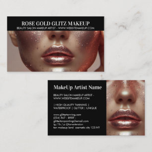Glanzende Roze Gouden Glitter Make-up Kunstenaar F Visitekaartje