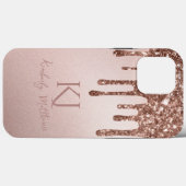 Glanzende Roze Gouden Glitter Monogram Initialen Case-Mate iPhone Case (Achterkant (horizontaal))