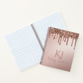 Glanzende Roze Gouden Glitter Monogram Initialen Notitieboek (Binnen)