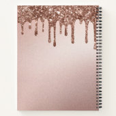 Glanzende Roze Gouden Glitter Monogram Initialen Notitieboek (Achterkant)