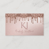 Glanzende Roze Gouden Glitter Monogram Initialen Visitekaartje (Voorkant)
