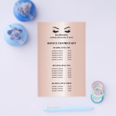 Glanzende roze Gouden WIMPERS SALON SERVICE LIJST Flyer (Enkel)