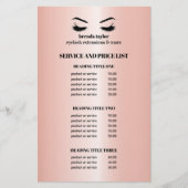 Glanzende roze gouden WIMPERZALON SERVICE LIJST Flyer (Voorkant)