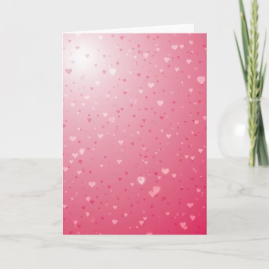 Glanzende Roze Harten Kaart (Voorkant)