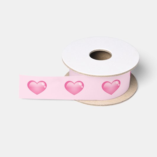 Glanzende Roze Harten Satijnen Lint (Spoel)