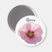 Glanzende roze Hollyhock Flower Personalized Magneet (Voorkant / Achterkant)