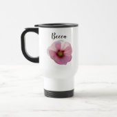 Glanzende roze Hollyhock Flower Personalized Reisbeker (Links)
