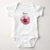Glanzende roze Hollyhock Flower Personalized Romper (Voorkant)