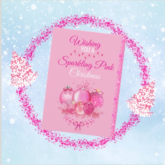 Glanzende Roze Kerstkaart
