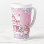 Glanzende Roze Kerstmis Latte Mok (Rechterhoek)