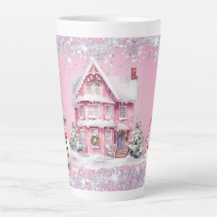 Glanzende Roze Kerstmis Latte Mok