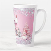 Glanzende Roze Kerstmis Latte Mok (Rechts)