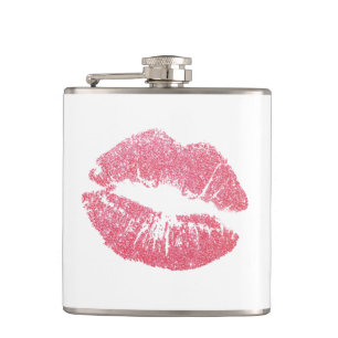 Glanzende Roze Lippen Heupfles